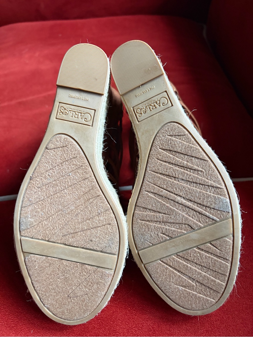Carlos Santana Tan Braided Strappy Espadrille Wedge Sandals - Picture 5 of 6